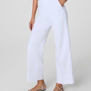 SPANX Stretch Twill Cropped Wide Leg Pant White Size Large